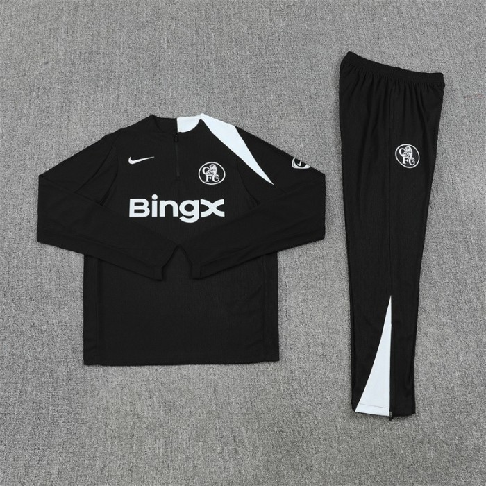 Player Version 25/26 Chelsea Black T90 Half Zipper Jacket+Long Pants