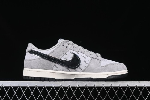 Nike SB Dunk Low Stussy Collaboration - Black Swoosh Anniversary Custom Low-Top Casual Skate Shoes - XX3168-069
