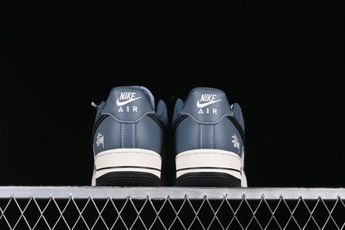 Nike Air Force 1 '07 Low Stussy Collaboration Bright Blue Black Swoosh Low-Top Casual Sneakers - XZ3328-198