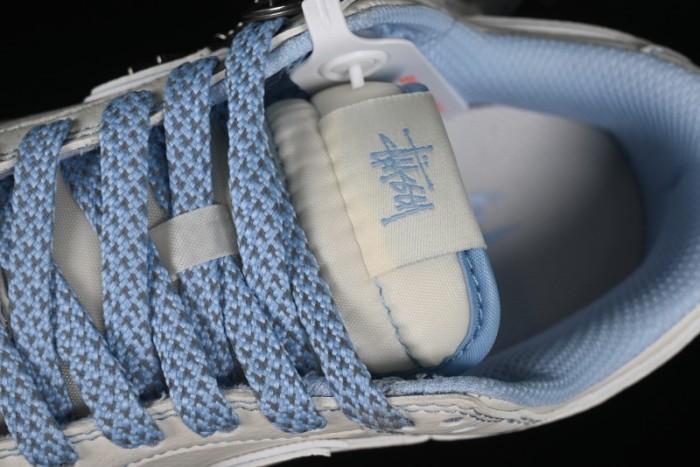 Nike SB Dunk Low Stussy Collaboration - Blue Double Swoosh Anniversary Custom Low-Top Casual Skate Shoes - BB1818-101