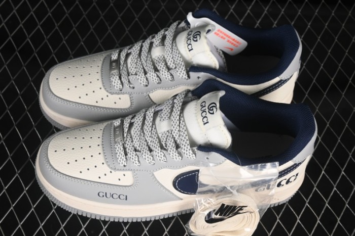 Nike Air Force 1 '07 Low Gucci Collaboration Grey Blue Swoosh Casual Sneakers - XS1958-543