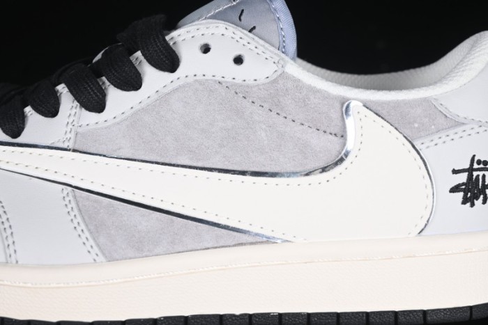 Nike Travis Scott x Fragment Design x Air Jordan 1 Low OG SP AJ1 Retro Sneakers in Summer Cicada Grey - XZ6898-001