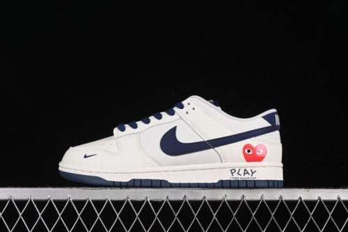 Nike SB Dunk Low Comme des Garcons Collaboration - Off-White Blue Swoosh Anniversary Custom Low-Top Casual Sneakers - KK1888-008