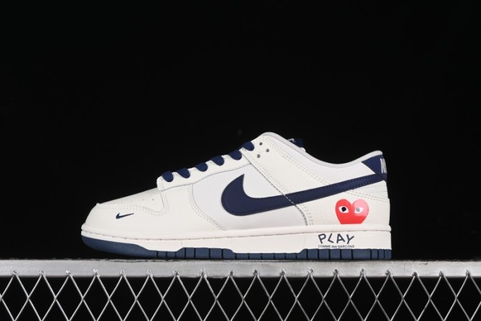 Nike SB Dunk Low Comme des Garcons Collaboration - Off-White Blue Swoosh Anniversary Custom Low-Top Casual Sneakers - KK1888-008