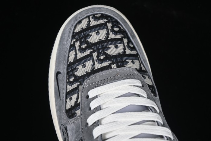 Nike Air Force 1'07 Low Dior Collaboration Grey Knit Skeleton Low-Top Casual Sneakers - KK1988-056