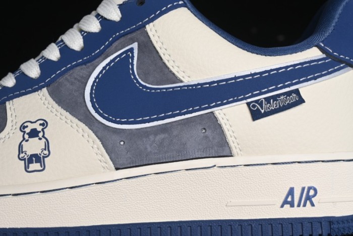 Nike Air Force 1 '07 Low Violent Bear Collaboration - Grey Beige Blue Low-Top Casual Sneakers - KK1988-017