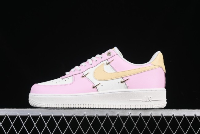 Nike Air Force 1 '07 Low White Pink Swoosh Casual Sneakers - IB2574-600