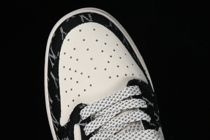 Nike Travis Scott x Fragment Design x Air Jordan 1 Low OG SP AJ1 MLB Collaboration - NY Black Print Low Top Casual Sneakers SJ2068-104