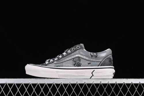 Vans HIRONO x Vans UA Style 36 Va Low Top Skate Shoes with Cracked Leather and Checkerboard Design - VN000CDEN43 1