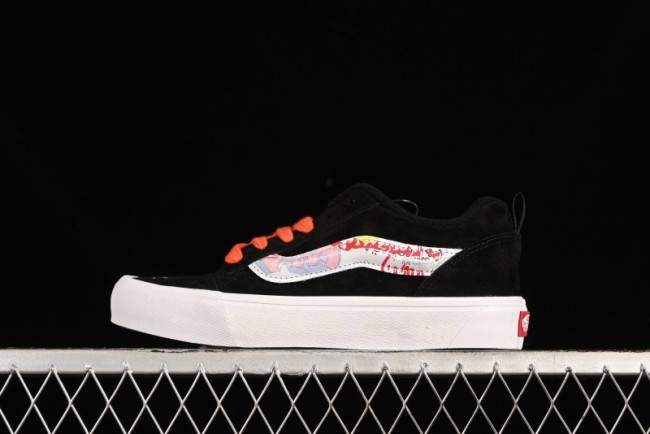 Vans Classics Knu Skool Retro Sneakers with Embroidered Graffiti Design and Thick Tongue - VN000CS00ZB 1