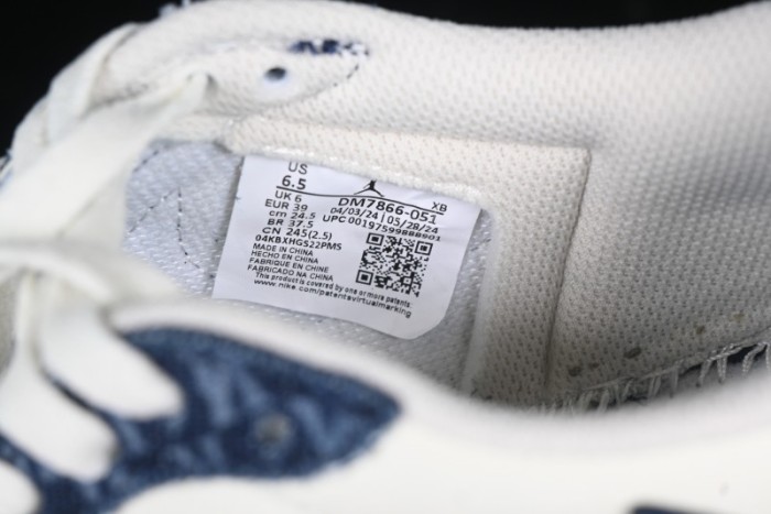 Nike Travis Scott x Fragment Design x Air Jordan 1 Low OG SP AJ1 MLB Collaboration White Blue Denim Low-top Casual Sneakers - DM7866-051