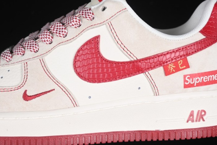 Nike Air Force 1 '07 Low Supreme Collaboration Year of the Snake Limited Edition Red Snake Swoosh Low-Top Casual Sneakers - HH7518-032