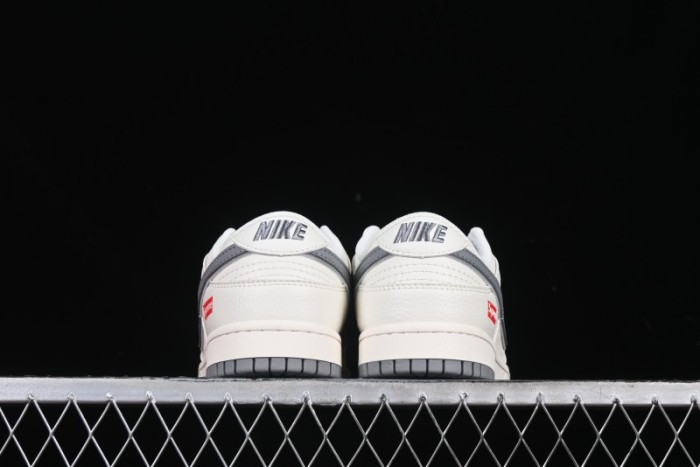 Nike SB Dunk Low Supreme Collaboration Grey Swoosh Double Mini Swoosh Anniversary Custom Low-Top Casual Sneakers - XX2025-688