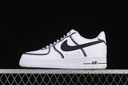 Nike Air Force 1'07 Low Casual Sneakers with Black Border, Green Swoosh & Gold Embroidery - ZH0316-075