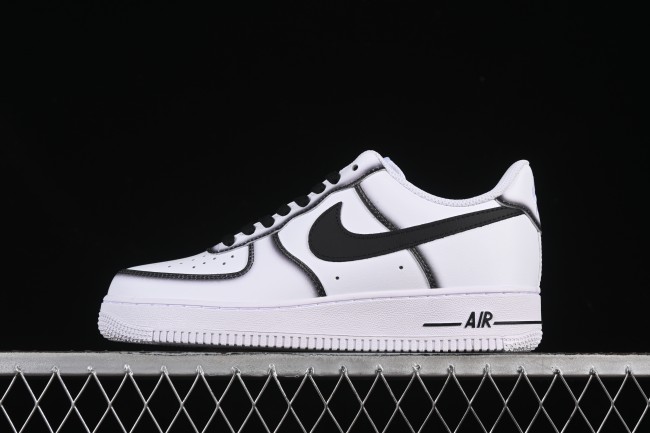 Nike Air Force 1'07 Low Casual Sneakers with Black Border, Green Swoosh & Gold Embroidery - ZH0316-075