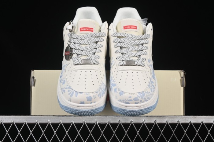Nike Air Force 1'07 Low Supreme Co-branded Blue and White Casual Sneakers - XX3168-137