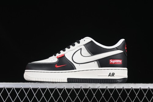 Nike Air Force 1 '07 Low Supreme Collaboration Two-Tone Red Swoosh Casual Sneakers - CS5288-004