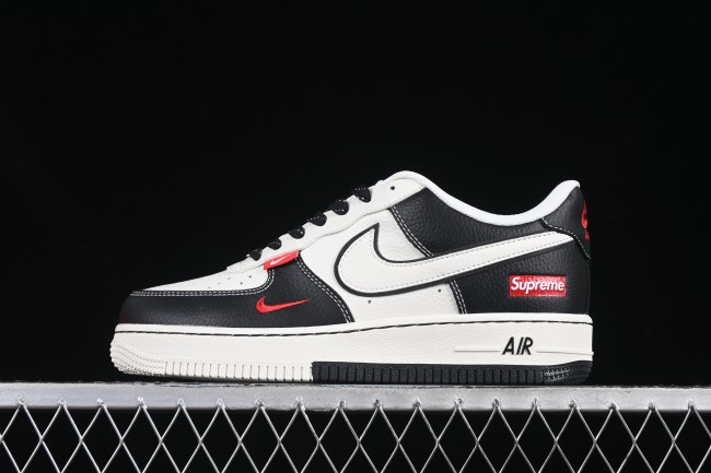 Nike Air Force 1 '07 Low Supreme Collaboration Two-Tone Red Swoosh Casual Sneakers - CS5288-004