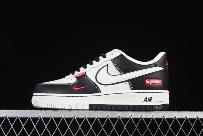 Nike Air Force 1 '07 Low Supreme Collaboration Two-Tone Red Swoosh Casual Sneakers - CS5288-004