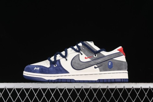 Nike SB Dunk Low BAPE Collaboration - Strap Multi-Color Grey Swoosh Anniversary Custom Low-Top Casual Sneakers - SJ2068-278