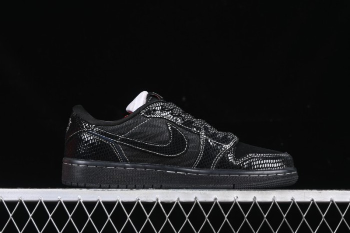 Nike Travis Scott x Fragment Design x Air Jordan 1 Low OG SP AJ1 Year of the Snake Limited Black Snake Web Low Top Casual Sneakers - CH6336-018