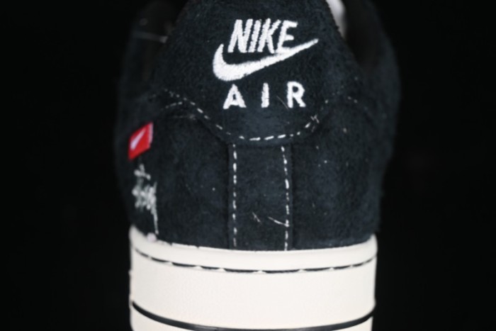 Nike Air Force 1 '07 Low Stussy Collaboration Black Grey Outsole Low-Top Casual Sneakers - SJ6698-017