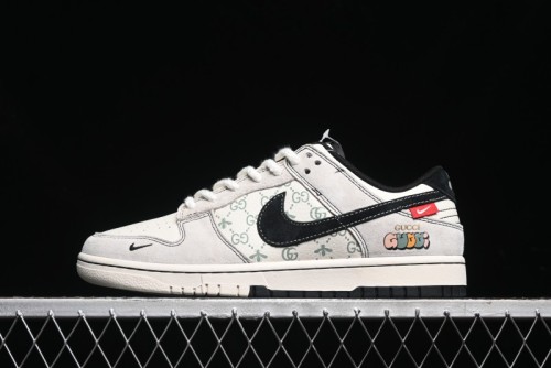 Nike SB Dunk Low Gucci Collaboration - Bumblebee Series Grey Black Hook Anniversary High-End Custom Low-Top Casual Skate Shoes - MM1089-029