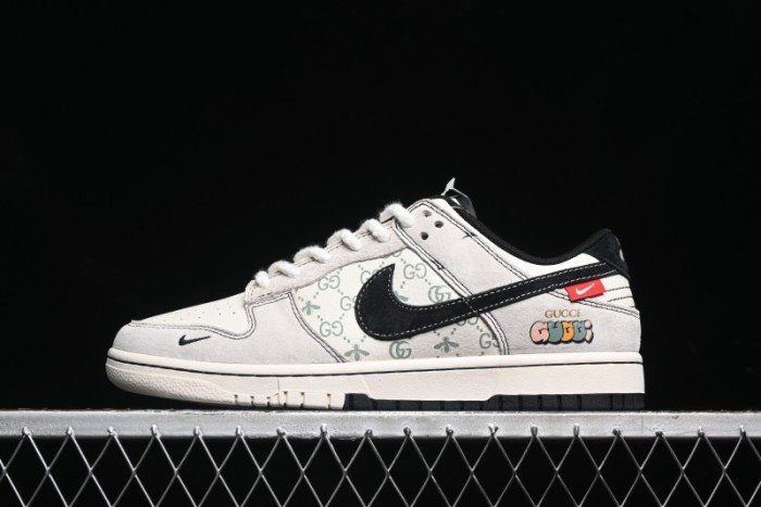 Nike SB Dunk Low Gucci Collaboration - Bumblebee Series Grey Black Hook Anniversary High-End Custom Low-Top Casual Skate Shoes - MM1089-029