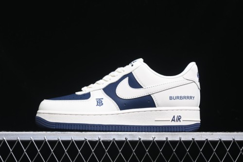 Nike Air Force 1 '07 Low Burberry Collaboration - Off White Navy Blue Patchwork Low Top Casual Sneakers BB8588-222
