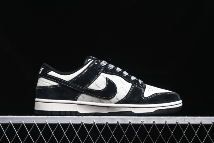 Nike SB Dunk Low Stussy Triple Collaboration - Patchwork Black Swoosh Anniversary Custom Low-Top Casual Skate Shoes - YX5066-222