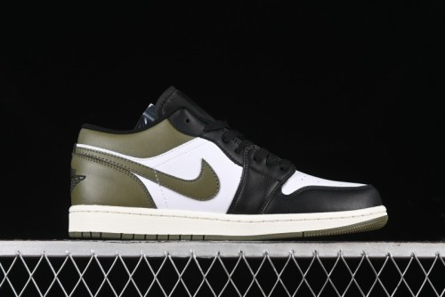 Nike Air Jordan 1 Low  Medium Olive  Retro Casual Sneakers - 553558-092