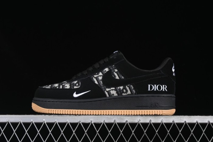 Nike Air Force 1 '07 Low Dior Collaboration Black Gum Knit Casual Sneakers - KK1988-058