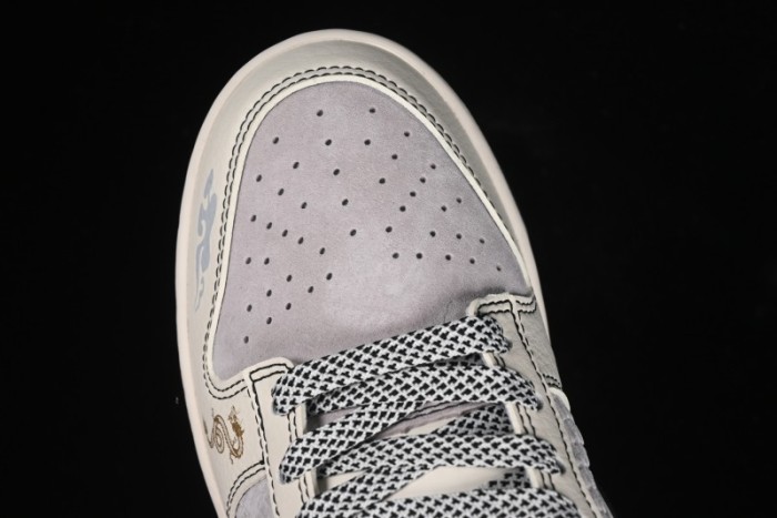 Nike SB Dunk Low Black Wukong Series - Beige Grey Black Swoosh Anniversary Custom Low-Top Casual Skate Shoes - SJ1089-014