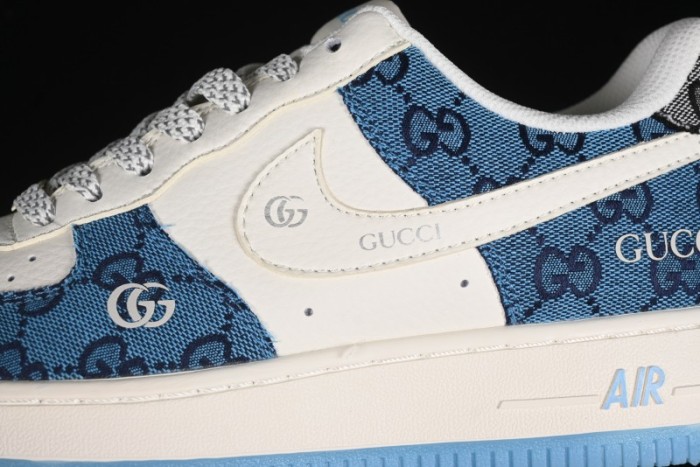 Nike Air Force 1 '07 Low Gucci Collaboration - Blue Floral Print Casual Sneakers - BB9577-101