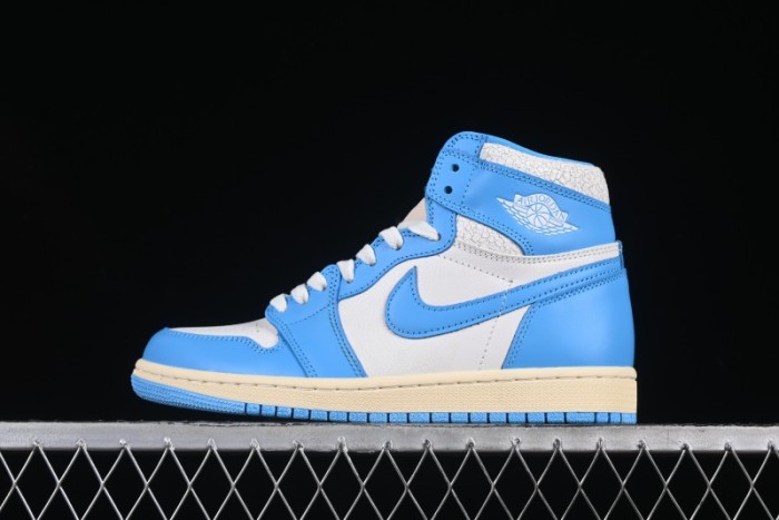 Nike Air Jordan 1 High OG  UNC Reimagined  Retro Basketball Shoes with Cracked Leather and Vintage Midsole - DZ5485-402
