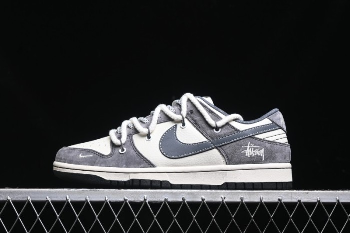 Nike SB Dunk Low Stussy Collaboration - Lace-Up Beige Grey Hook Anniversary High-End Custom Low-Top Casual Skate Shoes - YX5066-206