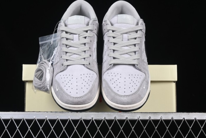 Nike SB Dunk Low Stussy Collaboration - Black Swoosh Anniversary Custom Low-Top Casual Skate Shoes - XX3168-069