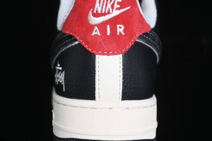 Nike Air Force 1 '07 Low Stussy Collaboration - Beige Black Pattern Red Outsole Low Top Casual Sneakers - XZ6188-339