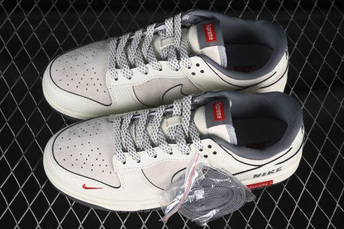 Nike SB Dunk Low Collaboration Triple Swoosh Cream Dark Grey Low-Top Casual Skate Shoes - SC9207-412