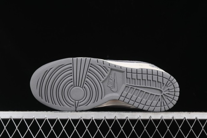 Nike SB Dunk Low Stussy Collaboration - Grey Pigskin Red Tail Anniversary High-End Custom Low-Top Casual Skate Shoes - XY2025-015