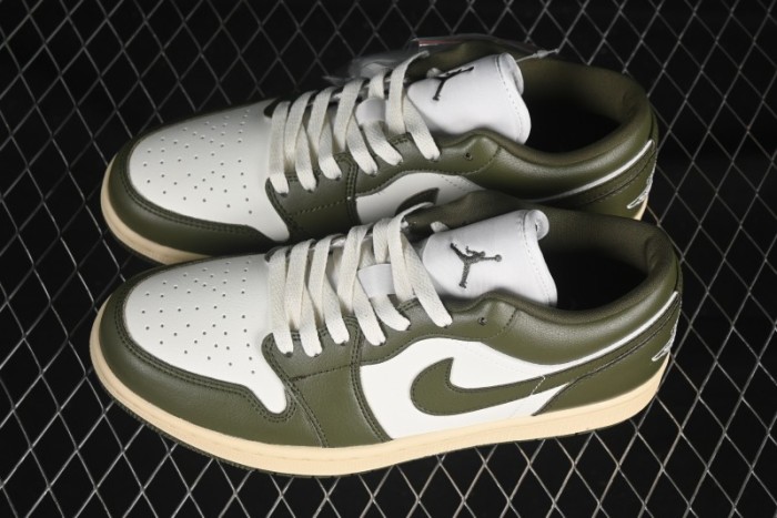 Nike Air Jordan 1 Low AJ1 Military Green White Casual Lifestyle Sneakers - DC0774-122