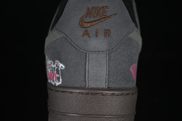 Nike Air Force 1'07 Low  Black Pink  Limited Edition Sneakers with Heart Design - DO6730-010