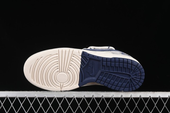 Nike SB Dunk Low Stussy Collaboration - Lace-Up Off White Navy Swoosh Anniversary High-End Custom Low-Top Casual Sneakers - SJ2068-308