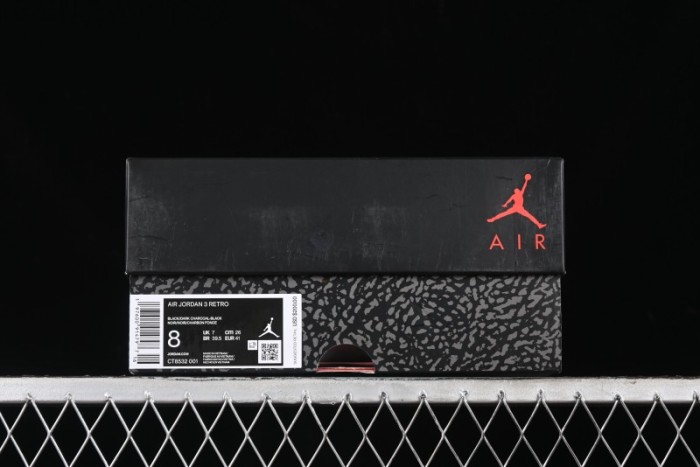 Nike Air Jordan 3 Retro Basketball Shoes in Midnight Black - CT8532-001