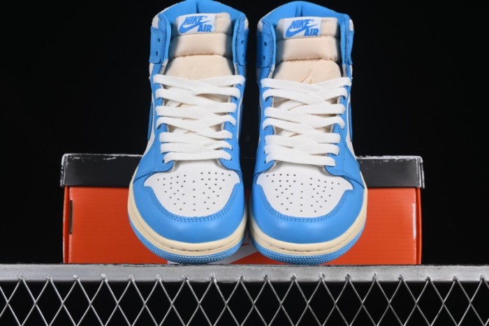 Nike Air Jordan 1 High OG  UNC Reimagined  Retro Basketball Shoes with Cracked Leather and Vintage Midsole - DZ5485-402