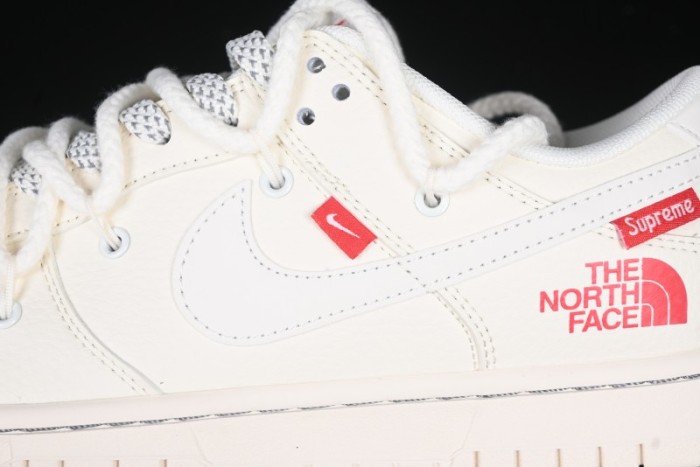 Nike SB Dunk Low x The North Face x Supreme Series - Strap Beige White Hook Anniversary High-End Custom Low-Top Casual Skate Shoes - YX5066-229