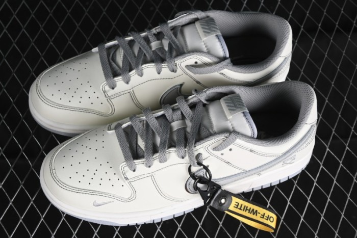 Nike SB Dunk Low OFF-WHITE Collaboration - Light Beige Grey Check Anniversary High-End Custom Low-Top Casual Sneakers - DJ2024-001