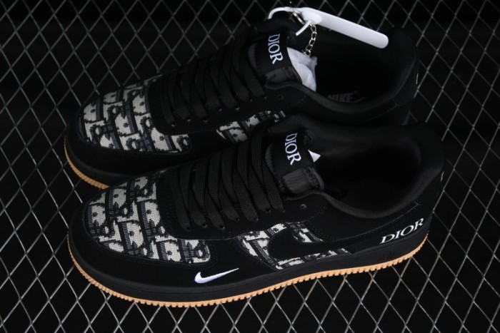 Nike Air Force 1 '07 Low Dior Collaboration Black Gum Knit Casual Sneakers - KK1988-058