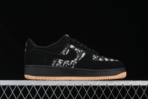 Nike Air Force 1 '07 Low Dior Collaboration Black Gum Knit Casual Sneakers - KK1988-058