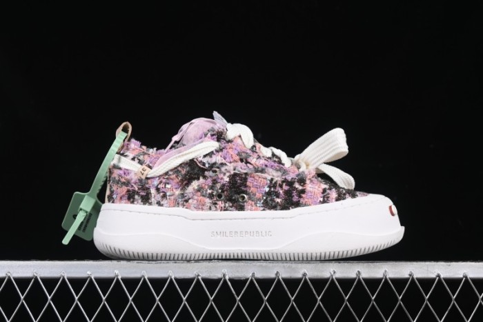 SMILEREPUBLIC SMILE Canvas Sneakers with Cut Wool Fringe and Unique Weaving - G.D4